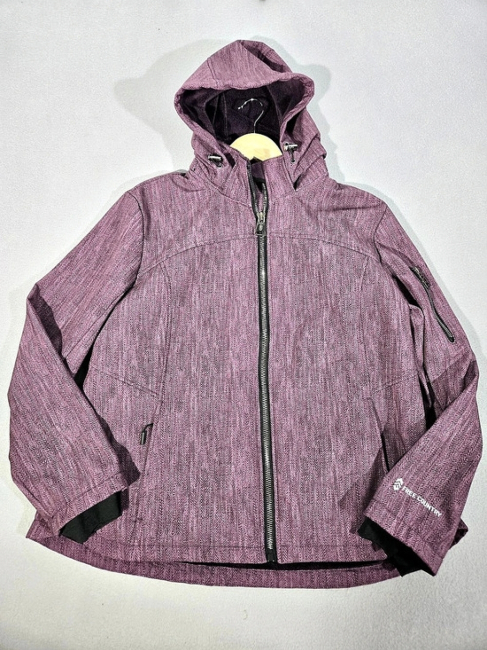 Free Country Super Softshell Fleece Lined Hooded Jacket Purple XL
